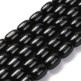 Окрашенные и нагретые нити бусин из натурального черного оникса, овальные