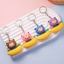 Брелок для ключей из ПВХ-сумки в виде медведя, Мультяшное подвесное украшение для рюкзака