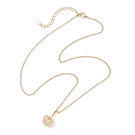 Подвески с короной из латуни и кубическим цирконием для женщин, с фурнитурой из нержавеющей стали 304 и 201