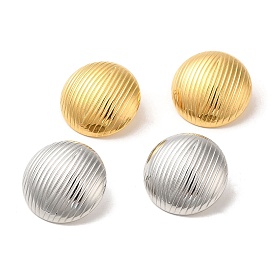 304 Stainless Steel Stud Earrings, Textured Flat Round