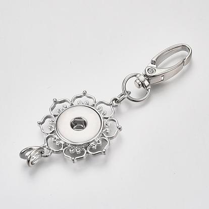Alloy Snap Pendant Making, with Swivel Clasps, Card Holders, for Snap Buttons, Flower
