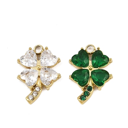 304 из нержавеющей стали стеклянные подвески, клевер, ионное покрытие (ip), ручная полировка, реальный 18 k позолоченный