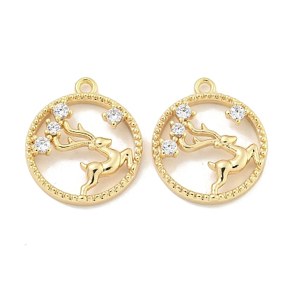 Латунные микропаве прозрачные подвески с фианитом, без кадмия, без никеля и без свинца, пятнистый олень