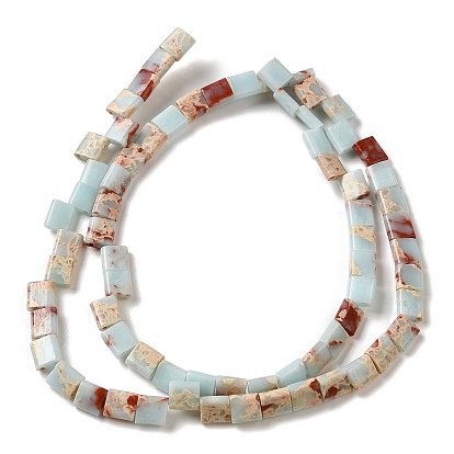 Synthetic Aqua Terra Jasper Beads Strands, 2-Hole, Rectangle