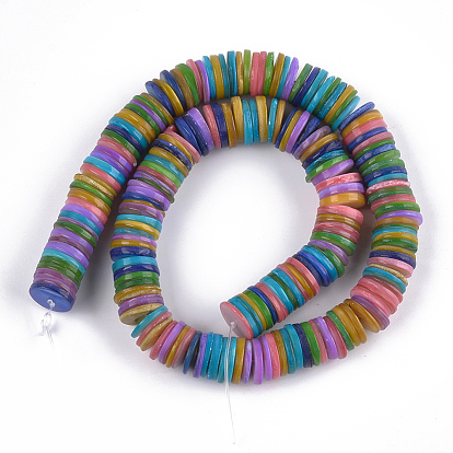 Dyed Freshwater Shell Beads, Disc/Flat Round, Heishi Beads