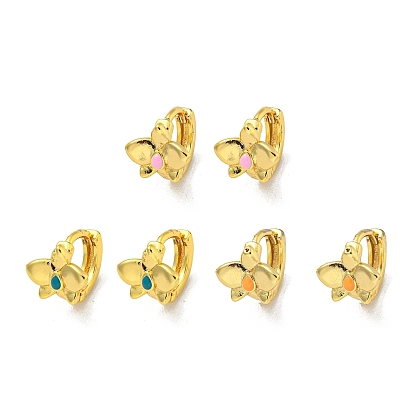 Brass Hoop Earring, with Enamel, Golden