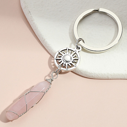 Color Crystal Alloy Keychain Color Rough Crystal Charm Pendant Style