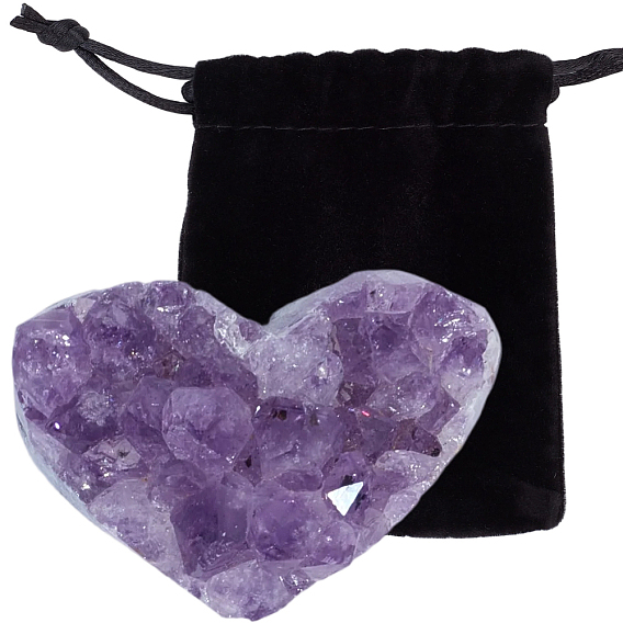 Украшения для демонстрации образцов минералов из натурального друзового аметиста, кластер необработанного аметиста, сердце