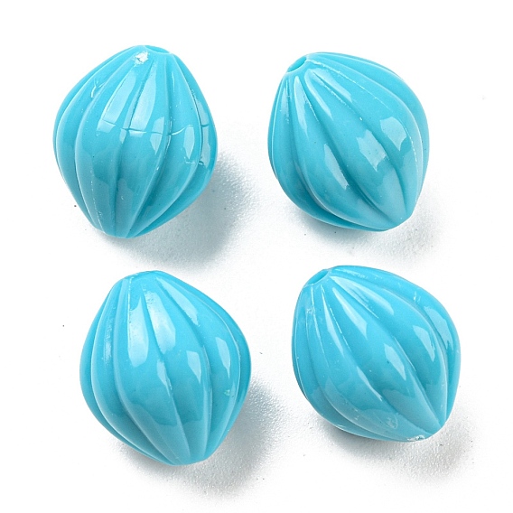 Opaque Acrylic Beads, Bicone with Stripe