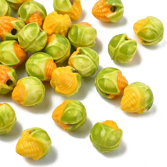 30 шт. 2 цвета фарфоровые бусины «Famille Rose», кукуруза