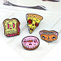 Delicious Food Combo Pins Set - Pizza, Bread, Hot Dog, Burger & Donut with Funny Emojis!