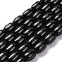 Окрашенные и нагретые нити бусин из натурального черного оникса, овальные