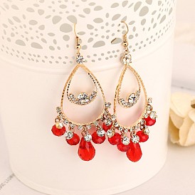 Multi-color Crystal Long Dangle Earrings for Women - Stylish Ear Jewelry (E003)
