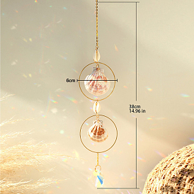 Acrylic Shell Pendant Decorations, Hanging Suncatchers, with Natural Shell Charm, for Home Garden Decorations