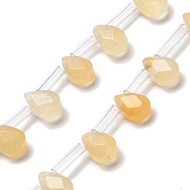 Natural Topaz Jade Beads Strands, Faceted, Teardrop, Top Drilled