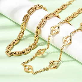 304 ожерелья из звеньев цепи из нержавеющей стали для женщин, золотые