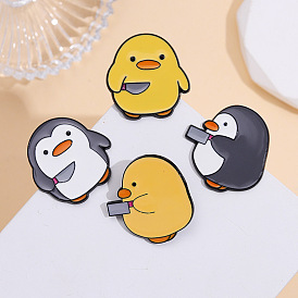 Animal with Knife Enamel Pin, Electrophoresis Black Alloy Brooch for Clothes Backpack