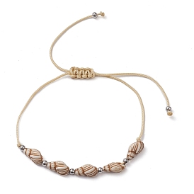 Bracelet de perles tressées en forme de coquille acrylique réglable