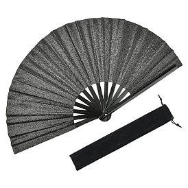 1 складные веера из бамбука и ткани Оксфорд с блестками и пудрой, с 1поликарбонатными бархатными упаковочными пакетами