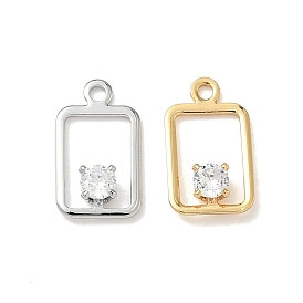 Прямоугольные подвески из латуни с микропаве из кубических цирконий, без никеля 