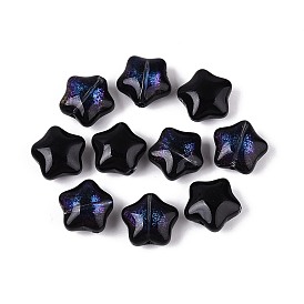 Starry Transparent Glass Beads, Star, with Glitter Powder