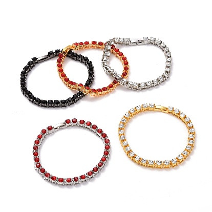 Men's Classic Rhinestone Tennis Bracelet, Hip Hop Alloy Glass Rhinestone Bracelet