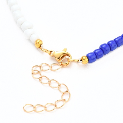Glass Seed Beads Anklets, with Golden Plated 304 Stainless Steel Lobster Claw Clasps