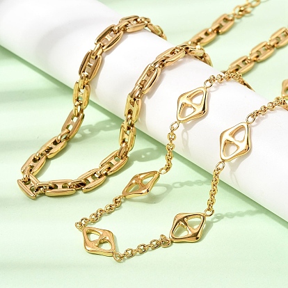 304 ожерелья из звеньев цепи из нержавеющей стали для женщин, золотые