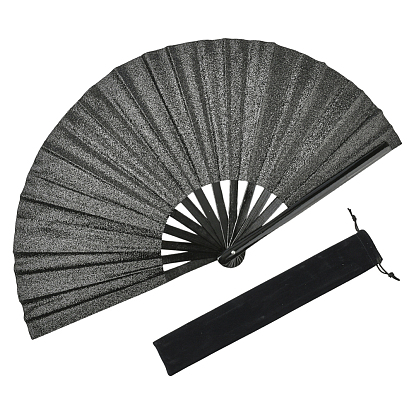 1 складные веера из бамбука и ткани Оксфорд с блестками и пудрой, с 1поликарбонатными бархатными упаковочными пакетами