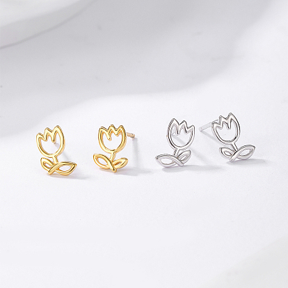 S925 Sterling Silver Flower Stud Earrings