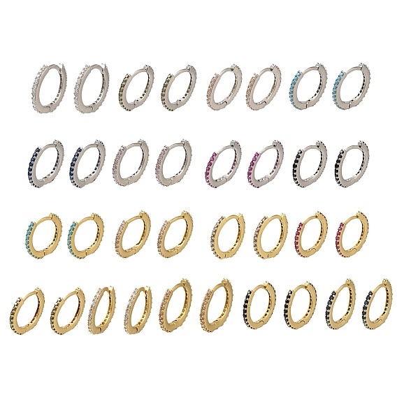 Серьги-кольца из латуни с микропаве из кубического циркония, долговечный, без свинца и без кадмия