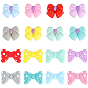32Pcs 16 Colors Food Grade Eco-Friendly Silicone Focal Beads, Bowknot with Polka Dots Pattern