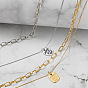 Retro Geometric Double-Layered Pendant Necklace for Women with Chain and Hip-Hop Style