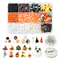 DIY Halloween Bracelet Making Kit, Including Seed Beads, Bat & Cap Polymer Clay Charms & Disc Beads, Ghost & Pumpkin Resin Cabochons, Polycotton Tassel & Alloy Enamel Pendants