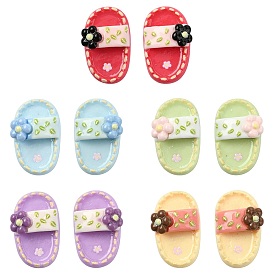 60шт 10 цветные кабошоны из непрозрачной смолы, тапочки с цветком