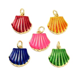 Настоящие 18k позолоченные подвески из латуни и эмали, с целью перехода в кольце, долговечный, без свинца и без кадмия, шарм в форме ракушки