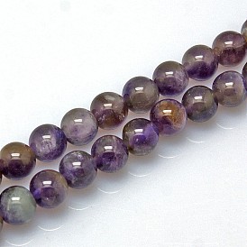 Améthyste rangées de perles rondes naturelles, Grade b