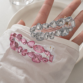 Crystal Hair Clip with Oval Duckbill Clip, Sweet and Full Diamond Hairpin - Shiny and Cute