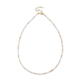 Природных драгоценных камней бисера ожерелья, с позолоченным удлинителем цепочки из латуни и застежками для пружинных колец, золотые