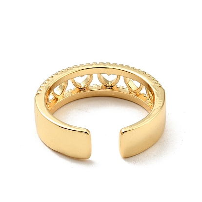 Открытое кольцо-манжета в форме сердца из прозрачного кубического циркония, стеллаж для латунных украшений для женщин, без кадмия и без свинца