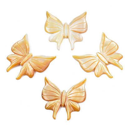 Natural Yellow Shell Beads, Butterfly
