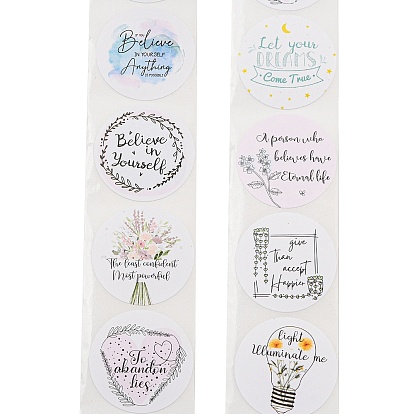 Позитивные вдохновляющие наклейки на бумаге со словами, самоклеящиеся бумажные наклейки, для партии, декоративные подарки, плоско-круглые