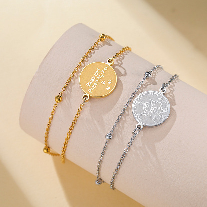 Religion 304 Stainless Steel Saint Francis of Assisi Medal Charm Bracelets