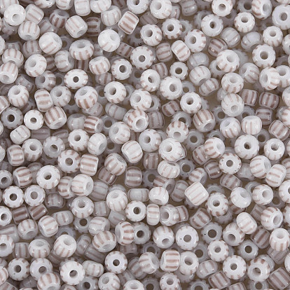 Opaque Glass Seed Beads, Opaque Colours Seep, Round Hole, Flat Round with Stripe Pattern