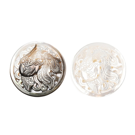 Подвески из натуральной ракушки, плоский круг с подвесками в виде феникса