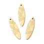 Ion Plating(IP) 316L Surgical Stainless Steel Pendants, Leaf Charm, Textured