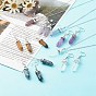 Bullet Shaped Natural Mixed Gemstone Jewelry Sets, Pendant Necklaces & Dangle Earrings, with 304 Stainless Steel Open Jump Rings & Chain Extender, Zinc Alloy Lobster Claw Clasps