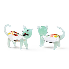 Handmade Lampwork Home Decorations, 3D Cat Ornaments for Gift