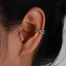 Fashionable European and American cross ear clip set with alloy inlaid diamond ear jewelry for women.