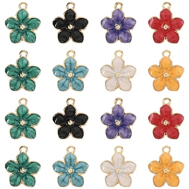30 шт. Подвески из сплава эмали, без кадмия, без никеля и без свинца, золотые, цветочный шарм